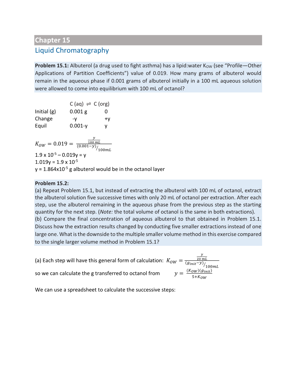 Chapter 15 Liquid Chromatography