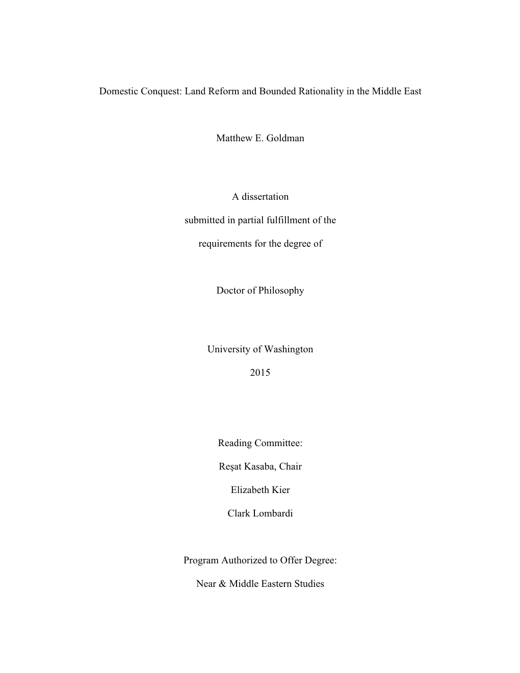 Land Reform and Bounded Rationality in the Middle East