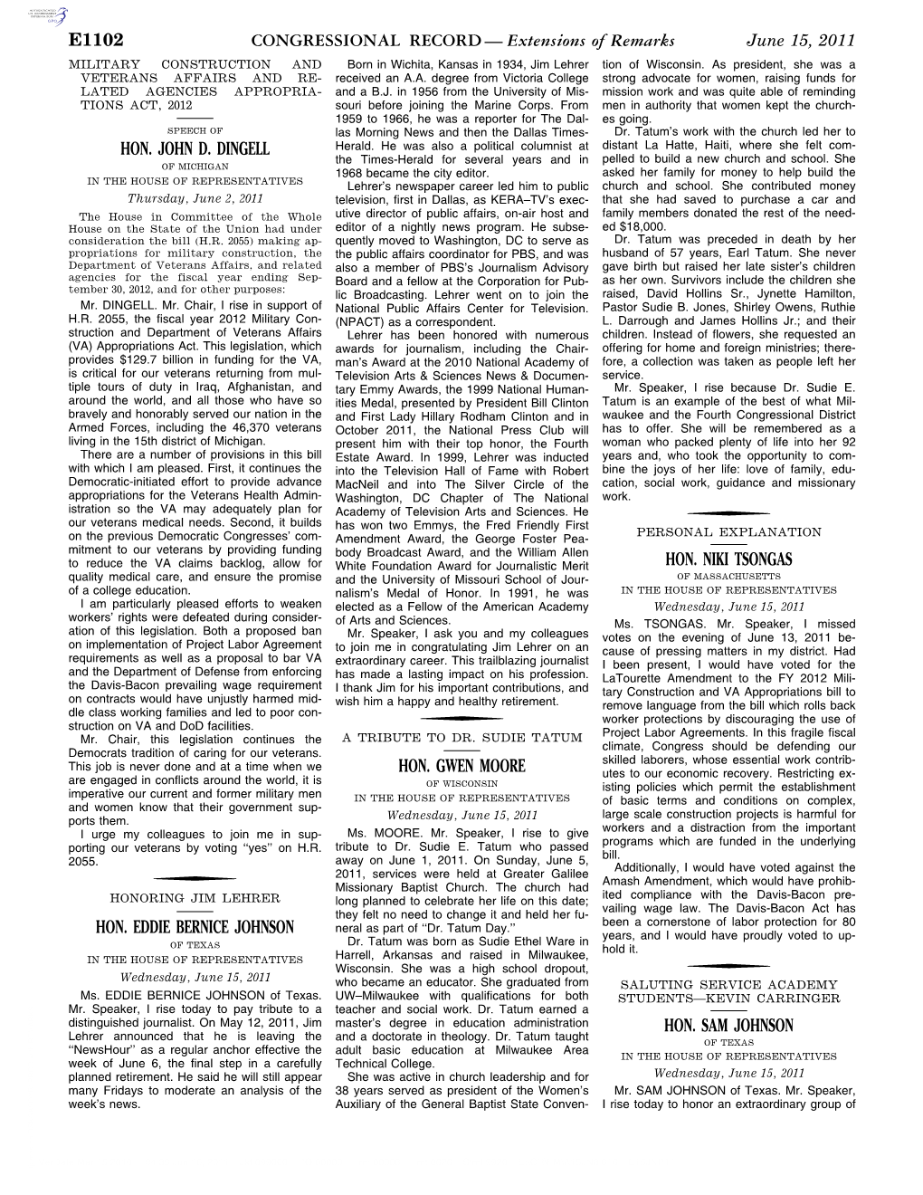 Extensions of Remarks E1102 HON. JOHN D. DINGELL