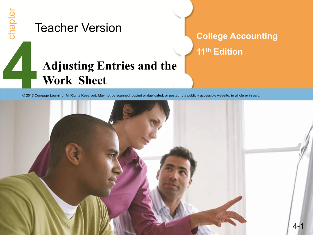Adjusting Entries and the Work Sheet Teacher Version