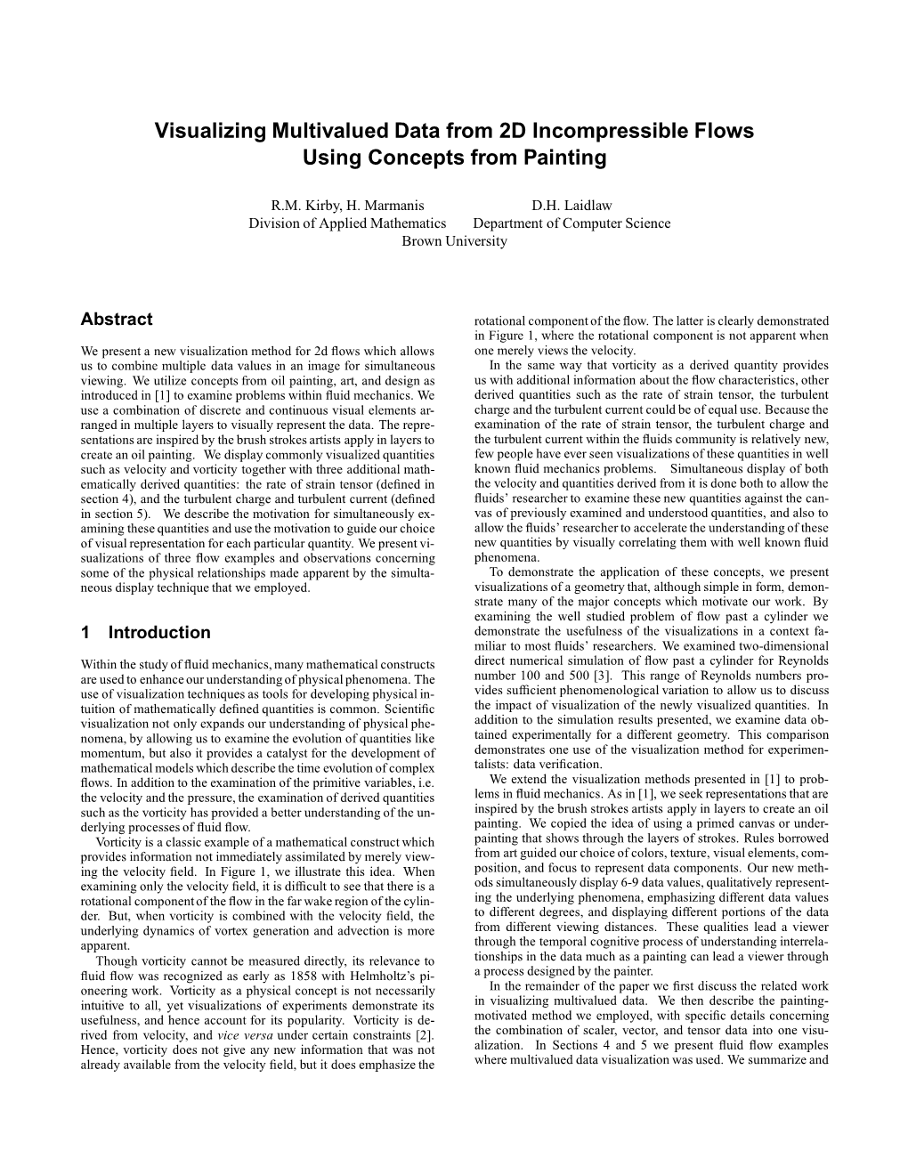 Visualizing Multivalued Data from 2D Incompressible Flows Using Concepts from Painting