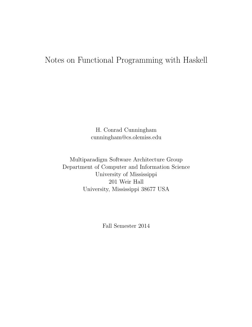 Notes on Functional Programming with Haskell