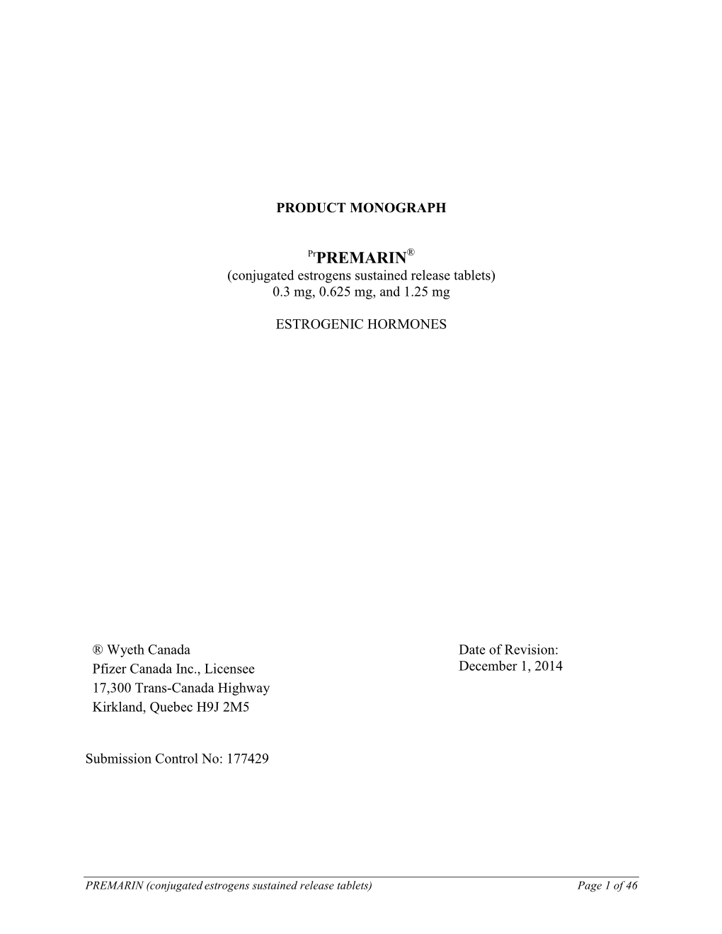 Conjugated Estrogens Sustained Release Tablets) 0.3 Mg, 0.625 Mg, and 1.25 Mg