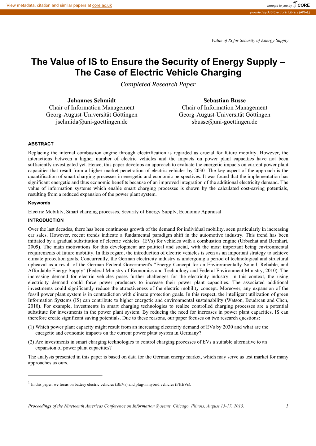 The Value of IS to Ensure the Security of Energy Supply Â•ﬁ the Case Of