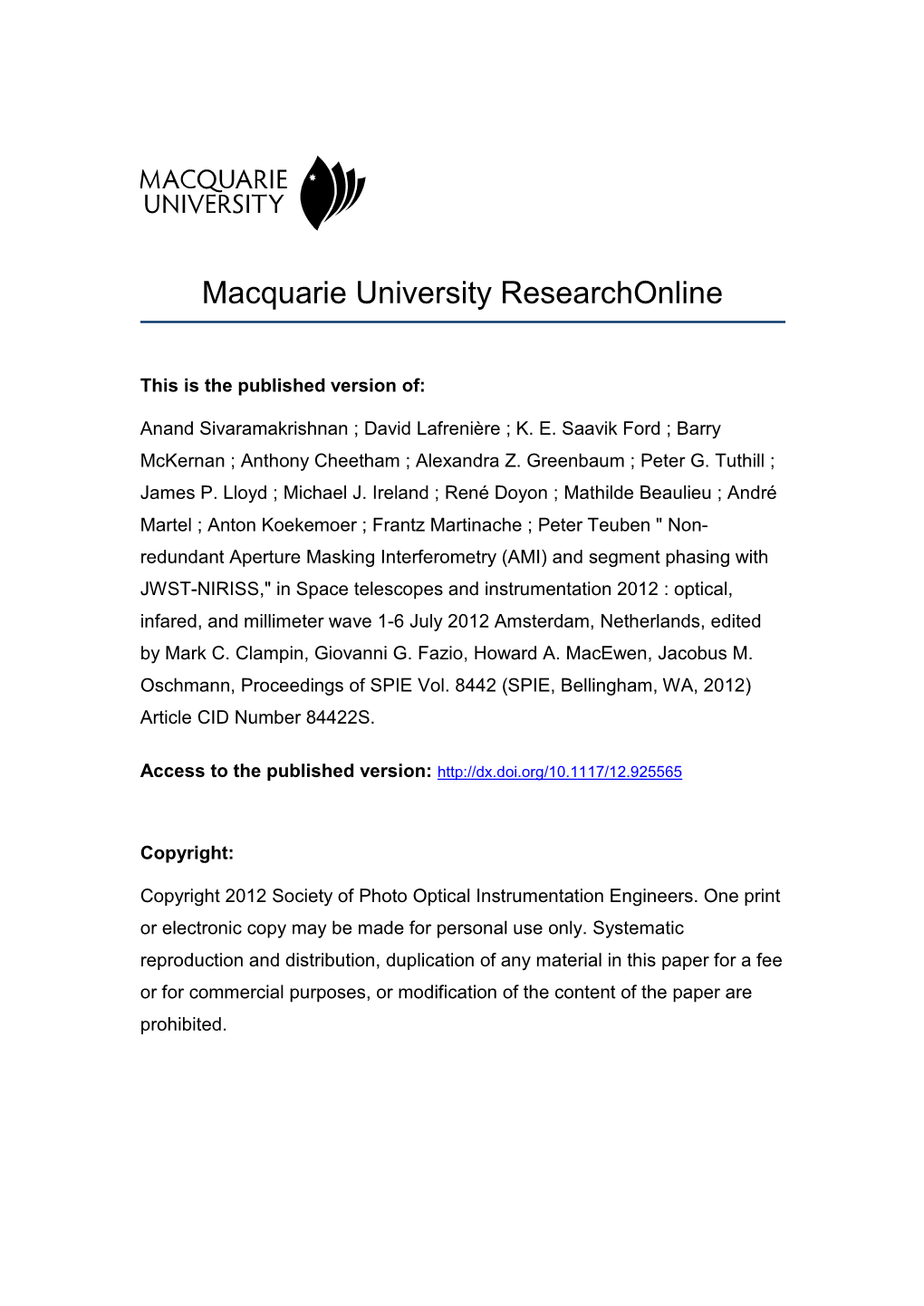 Macquarie University Researchonline