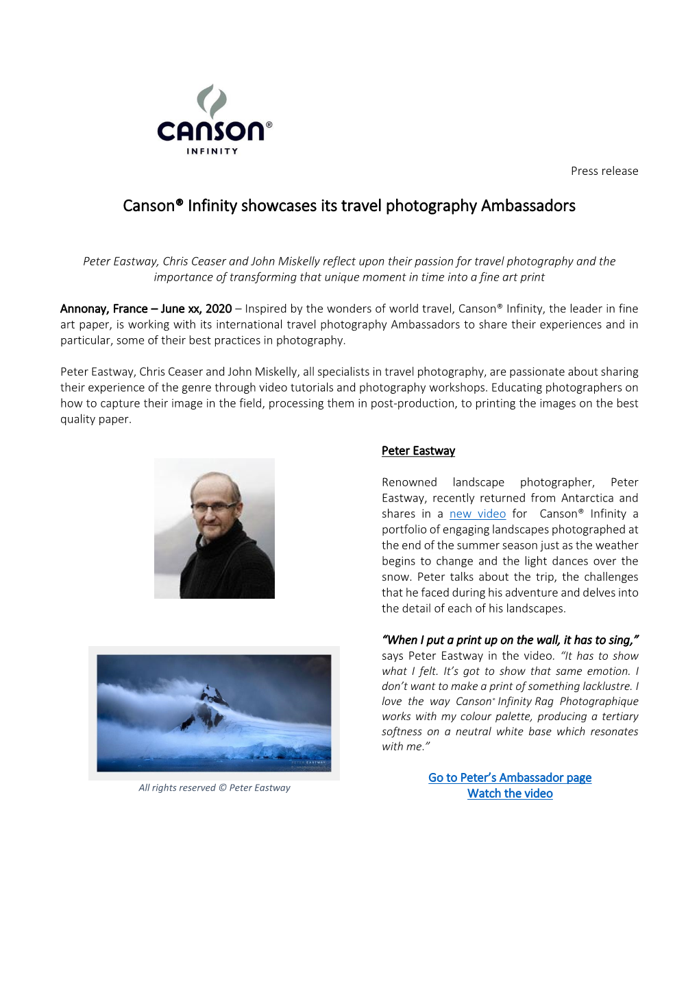 Canson® Infinity Showcases Its Travel Photography Ambassadors