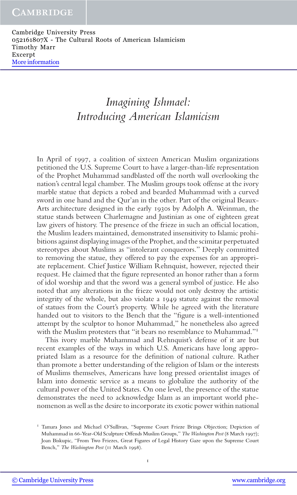 Imagining Ishmael: Introducing American Islamicism