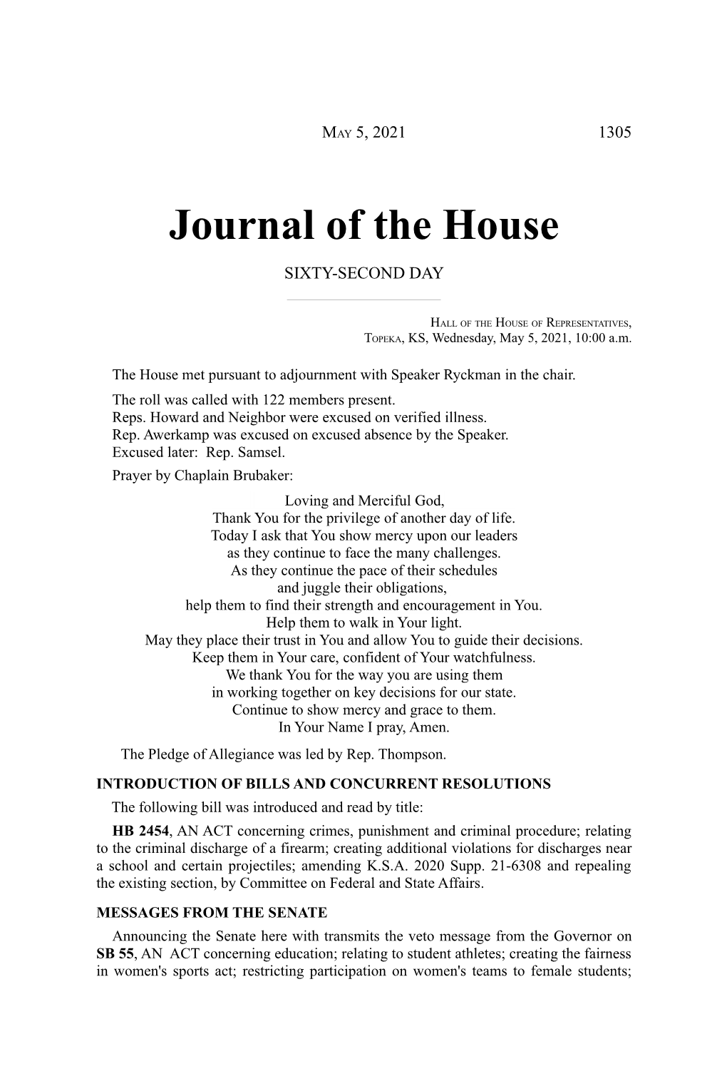 Journal of the House