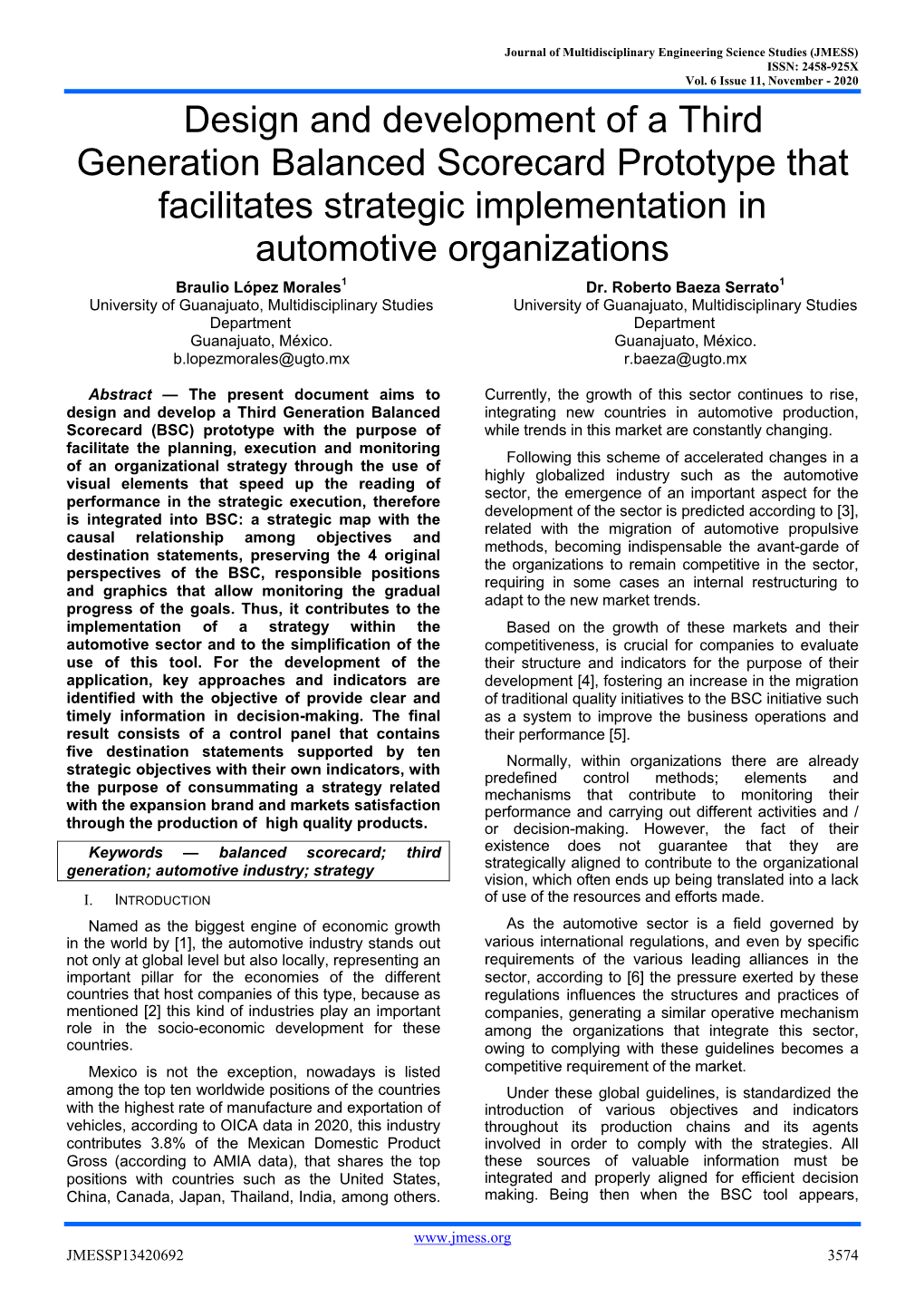 Design and Development of a Third Generation Balanced Scorecard