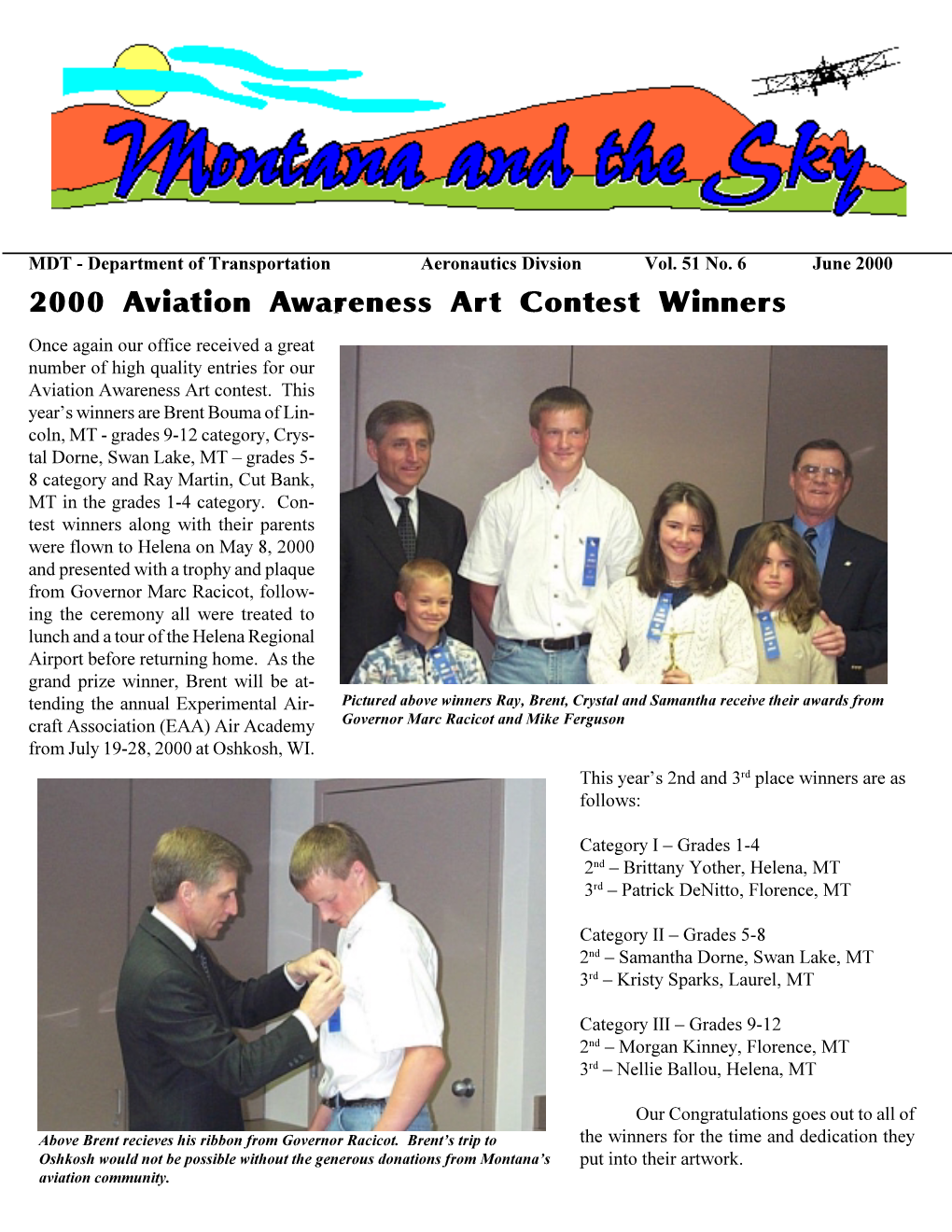 2000 Aviation Awareness Art Contest Winners