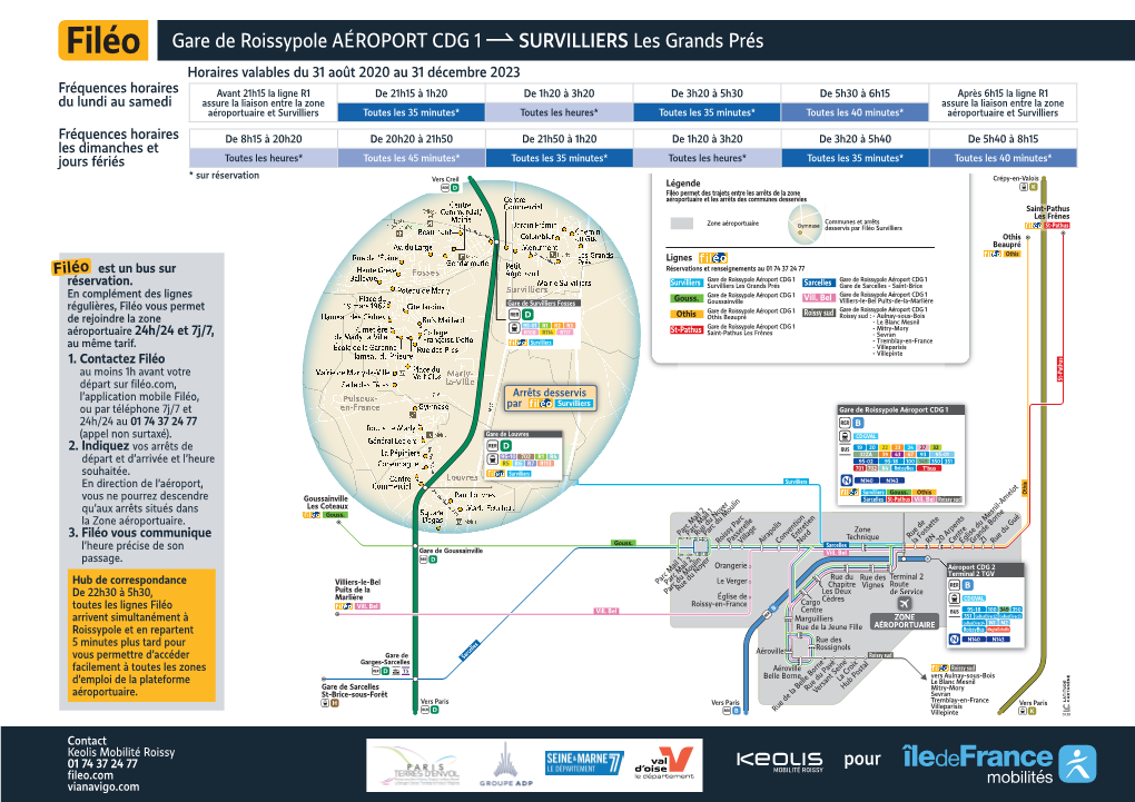 Filéo Gare De Roissypole AÉROPORT CDG 1 SURVILLIERS Les Grands