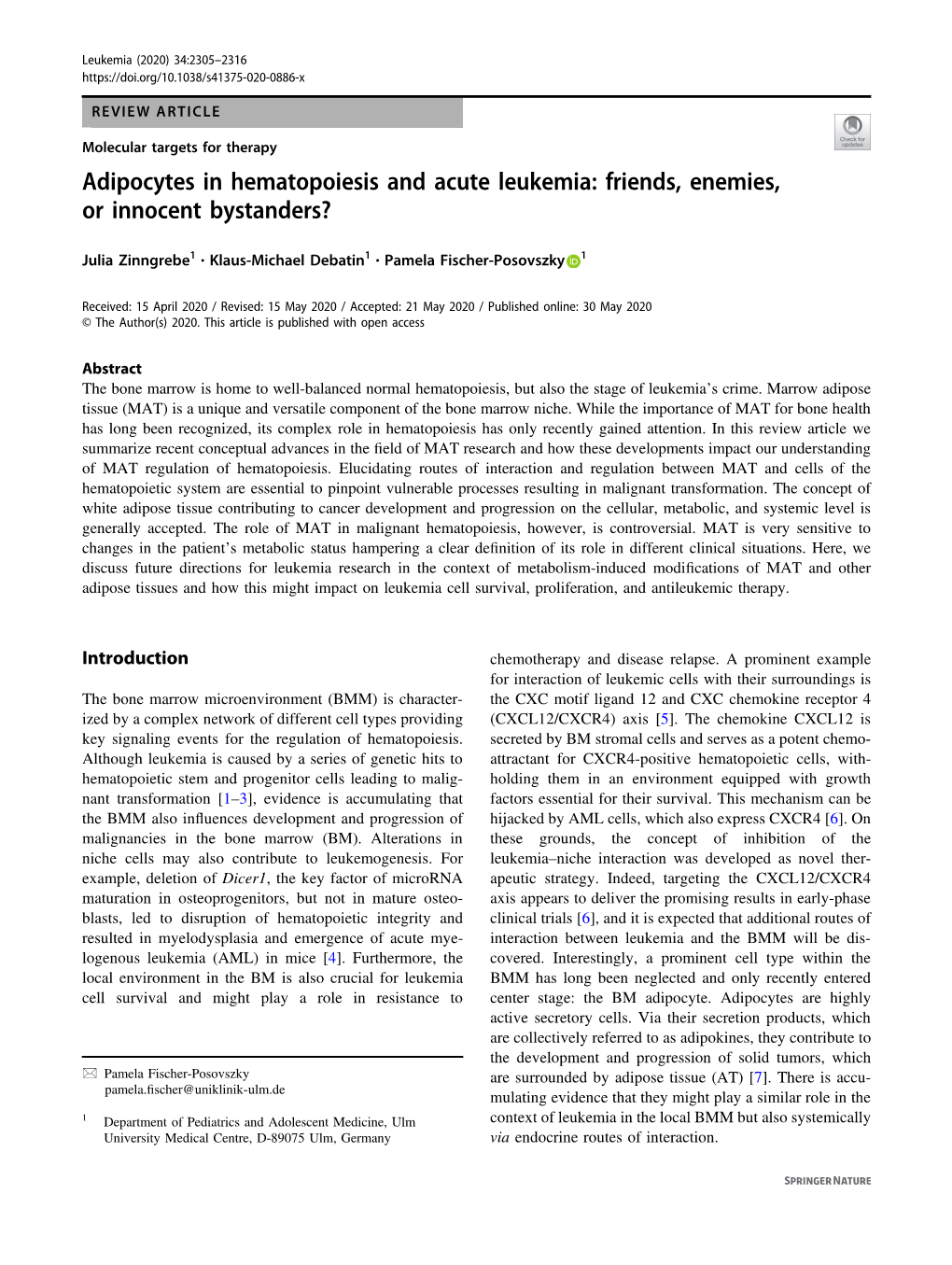 Adipocytes in Hematopoiesis and Acute Leukemia: Friends, Enemies, Or Innocent Bystanders?