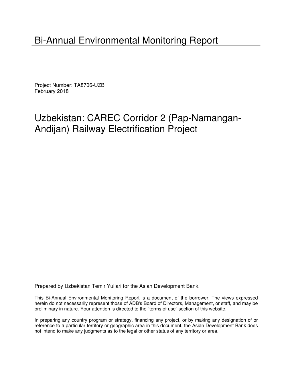 (Pap-Namangan- Andijan) Railway Electrification Project