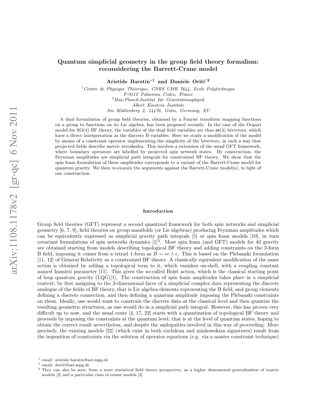 Arxiv:1108.1178V2 [Gr-Qc]