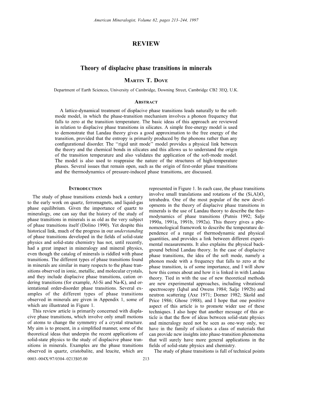 REVIEW Theory of Displacive Phase Transitions in Minerals