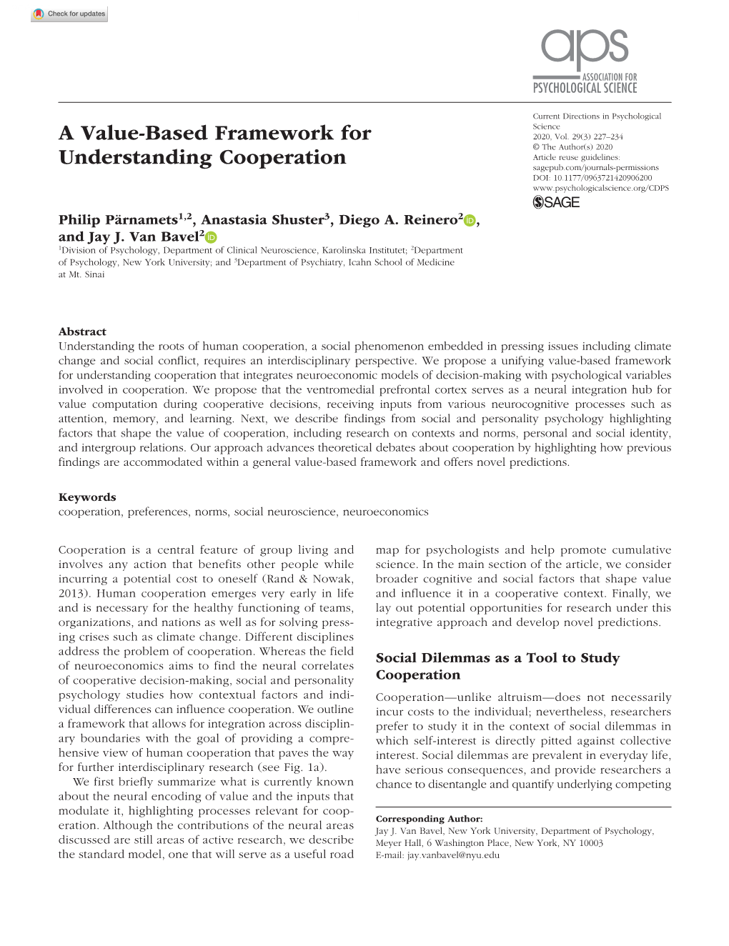 A Value-Based Framework for Understanding Cooperation