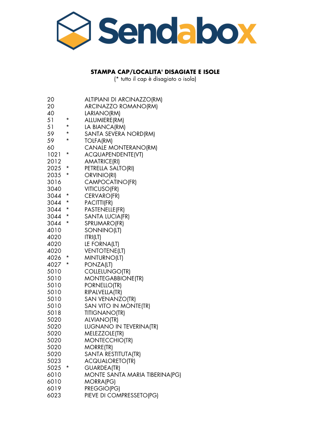 L'elenco Delle Zone Disagiate