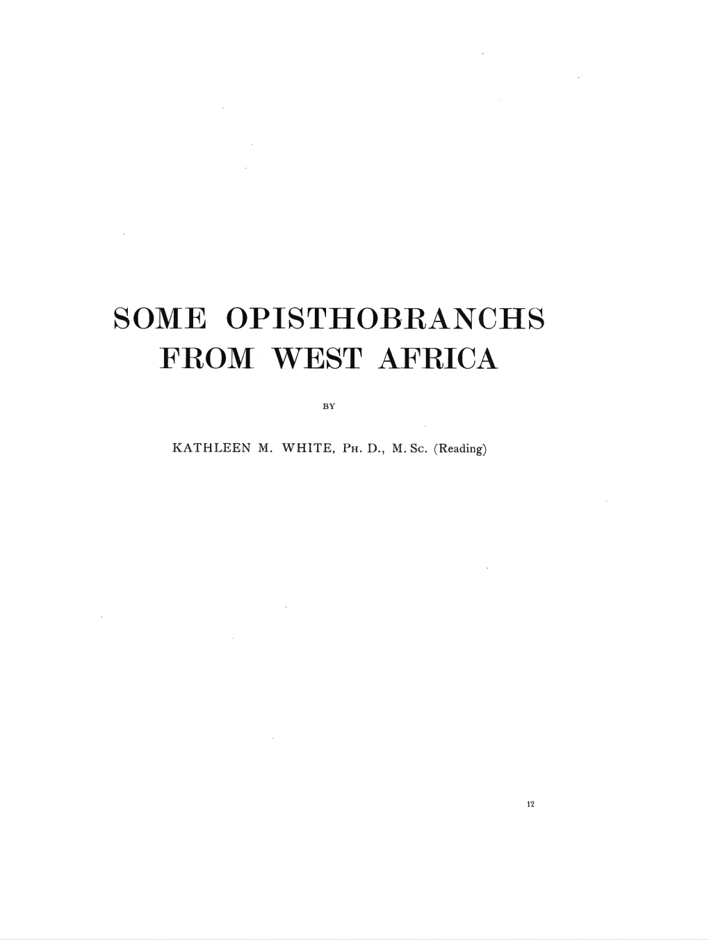 Some Opisthobranchs from West Africa