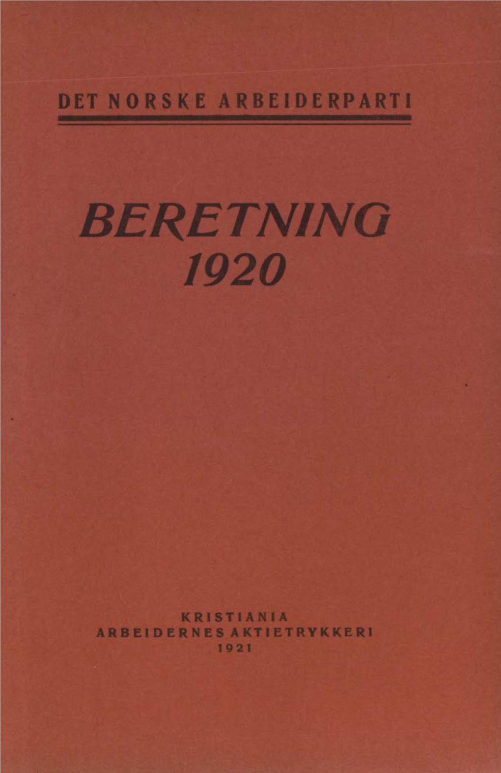 Beretning 1920