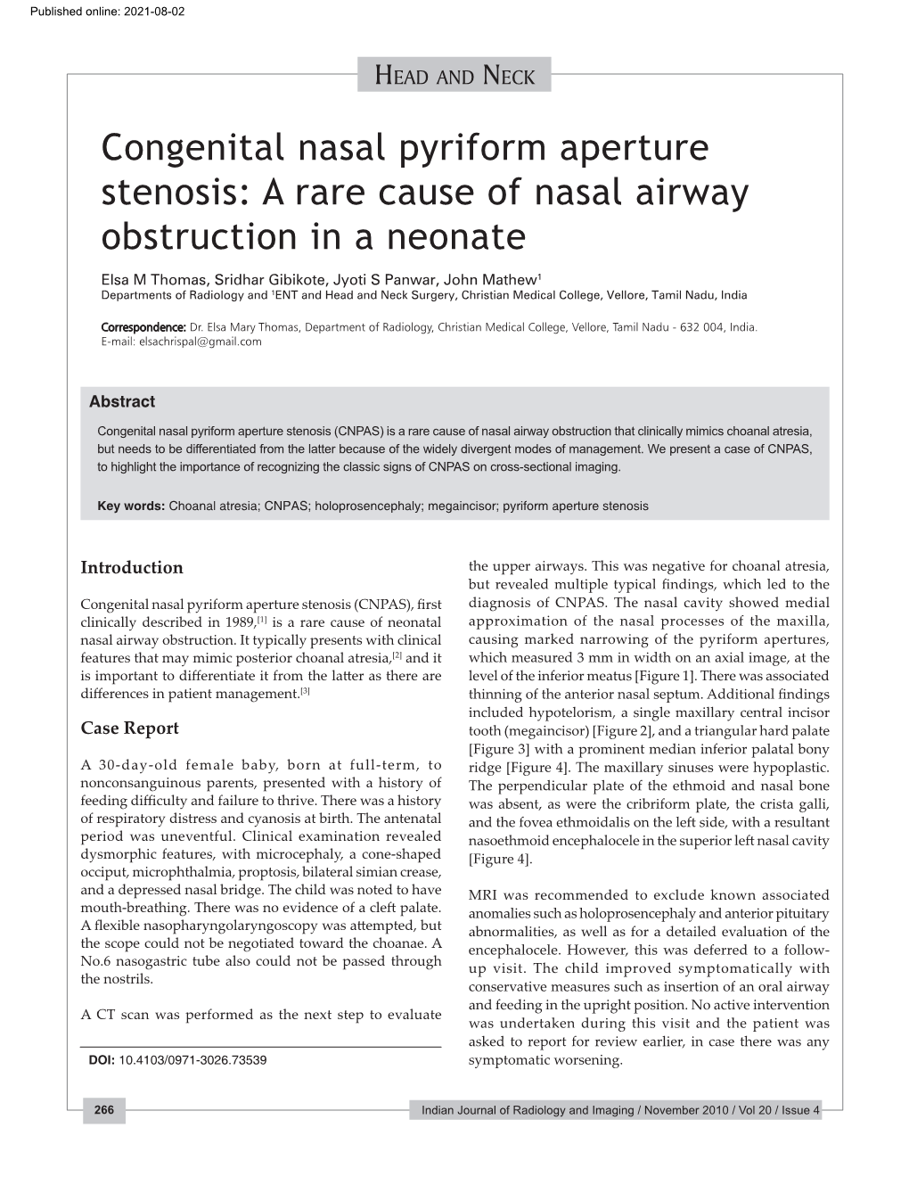 Congenital Nasal Pyriform Aperture Stenosis