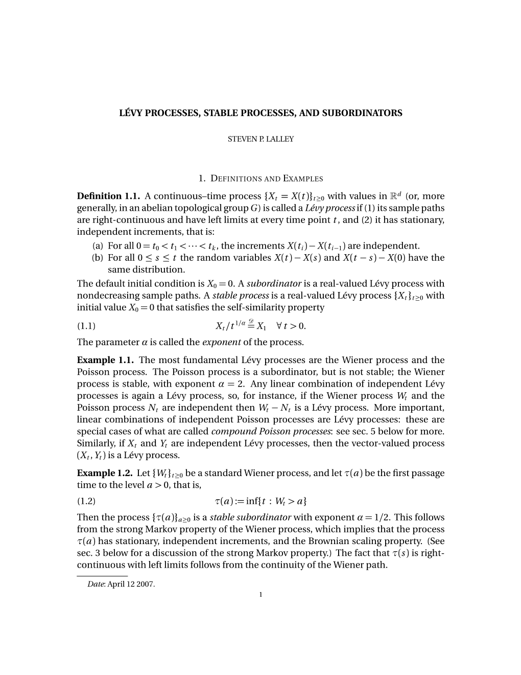 Levy Processes