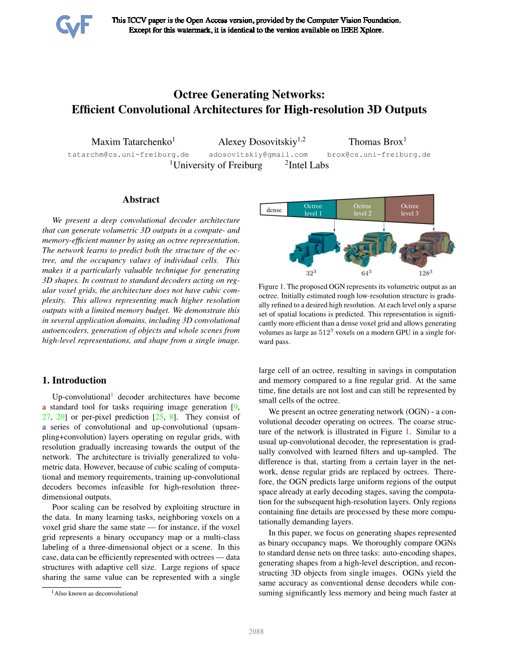 Octree Generating Networks: Efﬁcient Convolutional Architectures for High-Resolution 3D Outputs