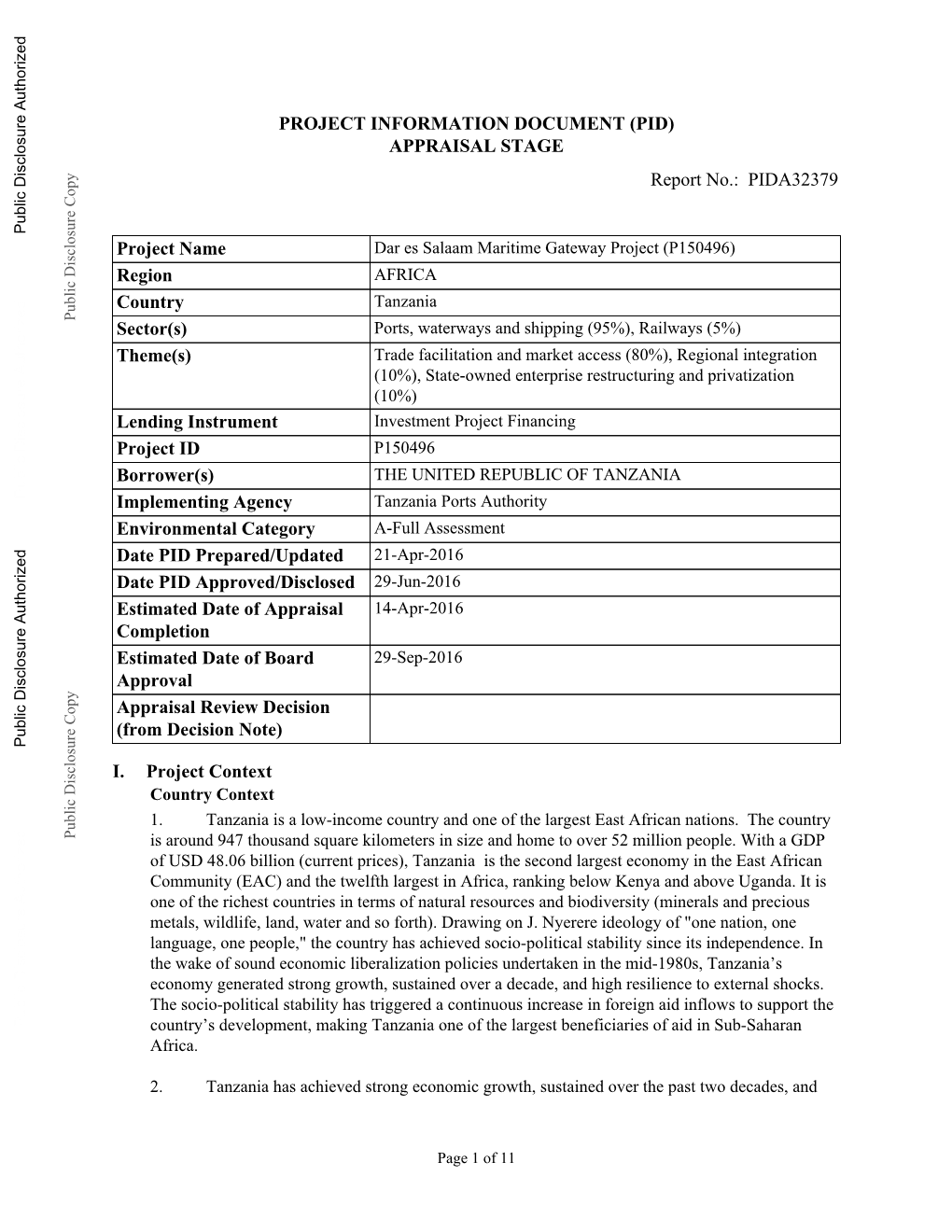 Project Information Document (Pid)