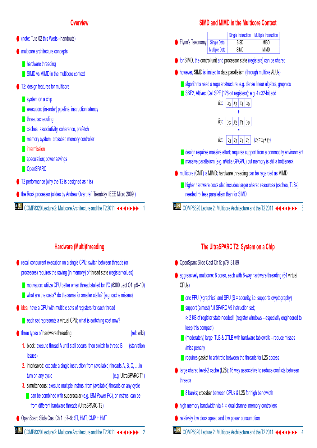 Threading SIMD and MIMD in the Multicore Context the Ultrasparc T2