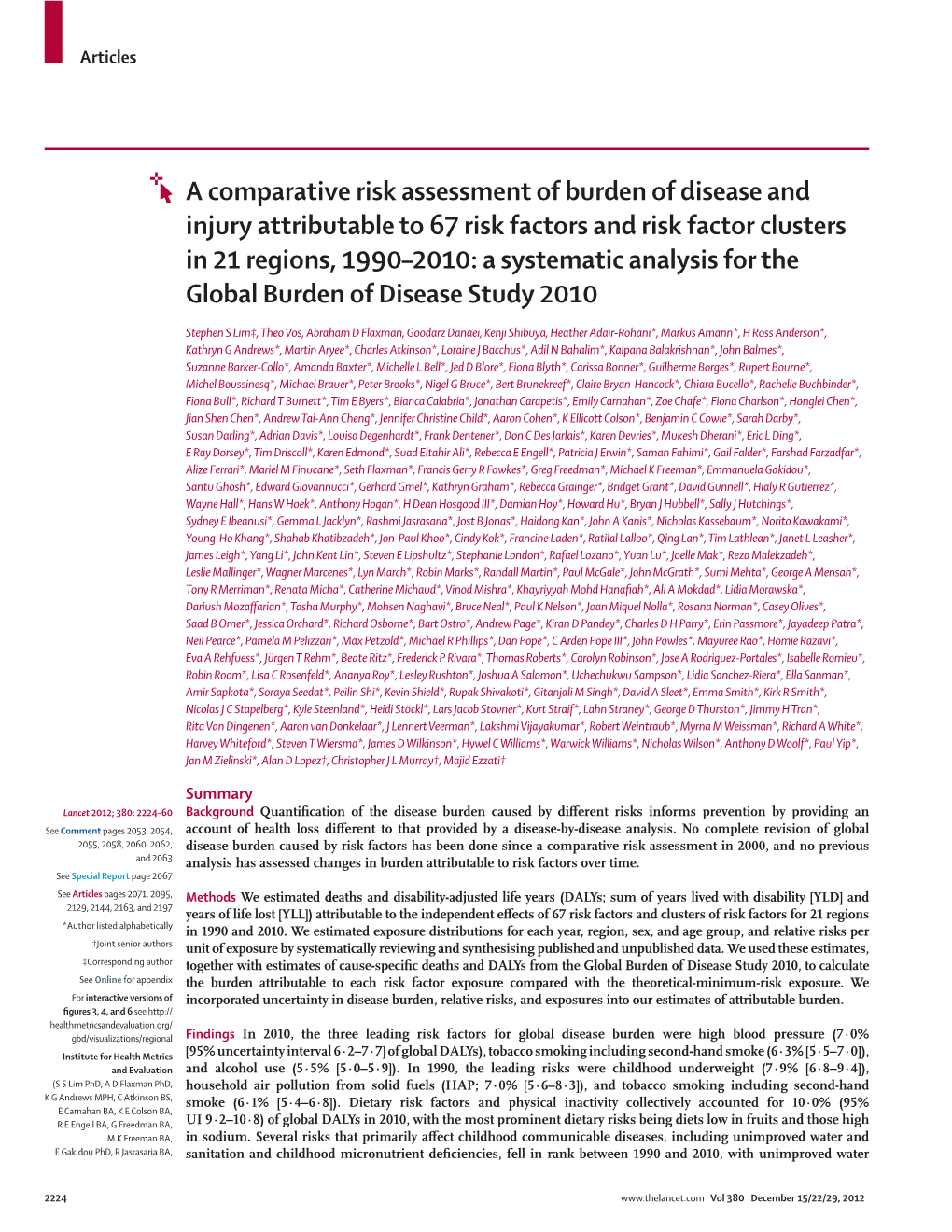 Access Pdf of Lancet Paper on Global Burden of Disease Here