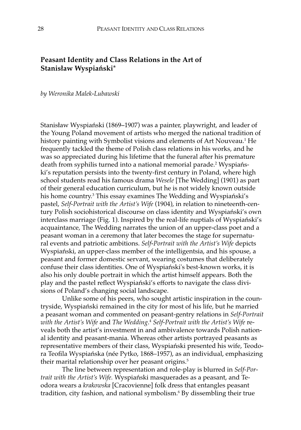 Peasant Identity and Class Relations in the Art of Stanisław Wyspiański*