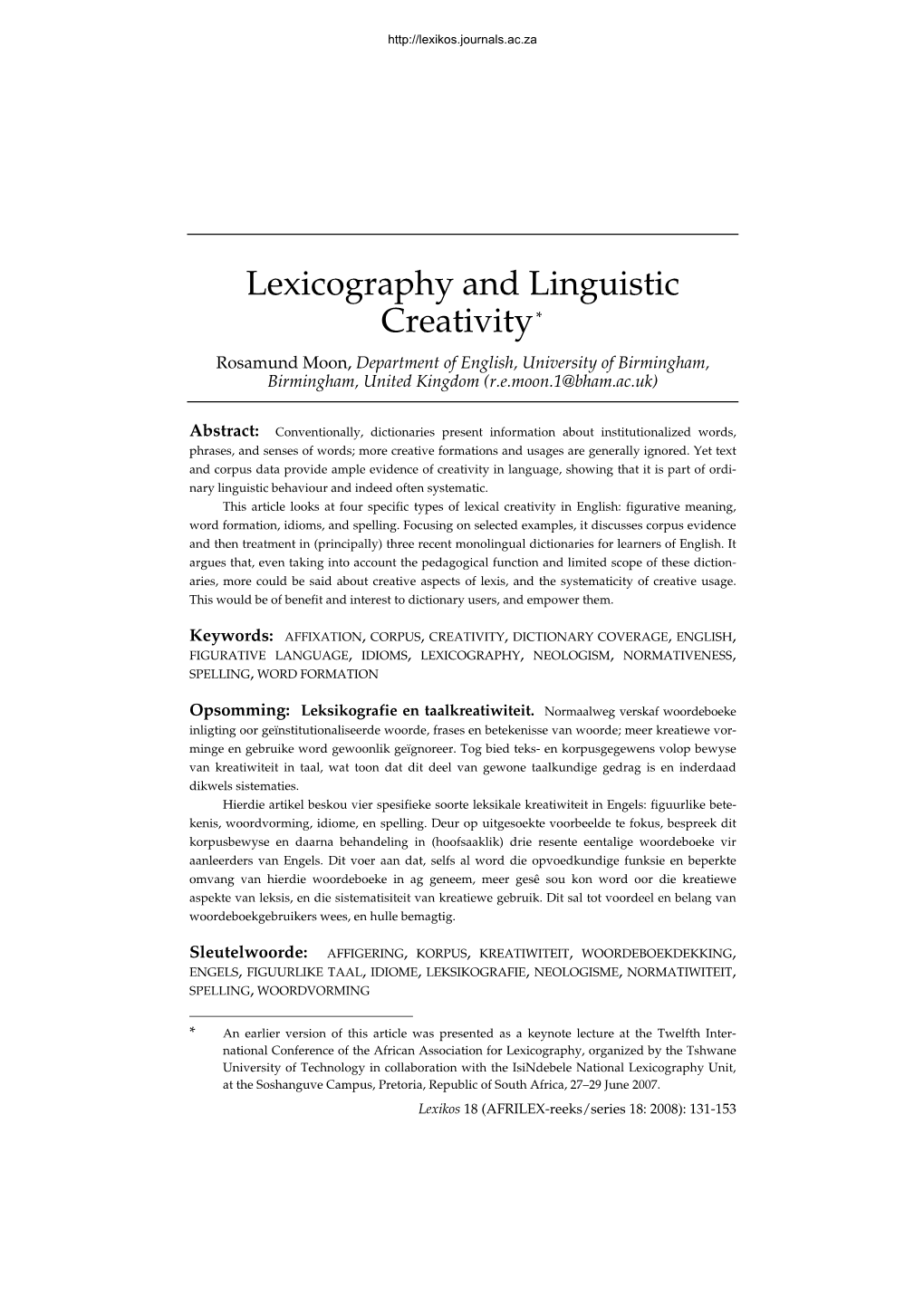 Lexicography and Linguistic Creativity*