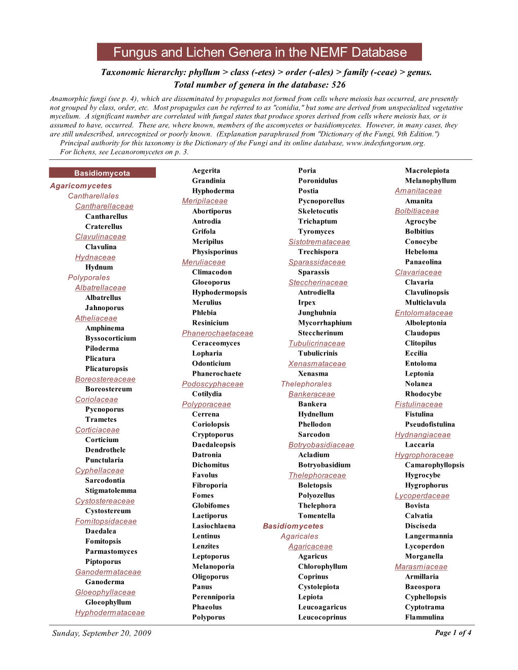 9B Taxonomy to Genus