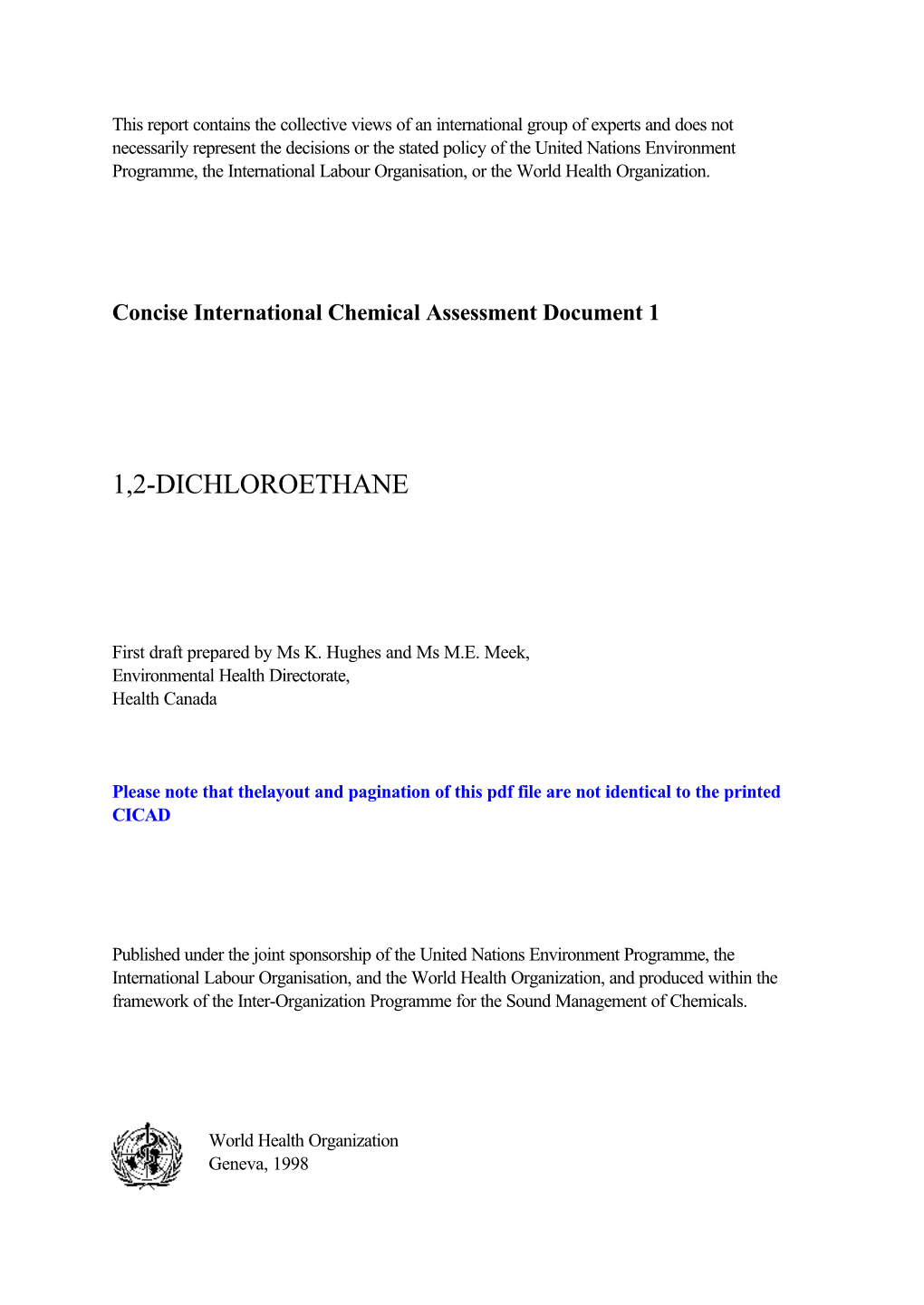 (CICAD) 1. 1,2- Dichloroethane