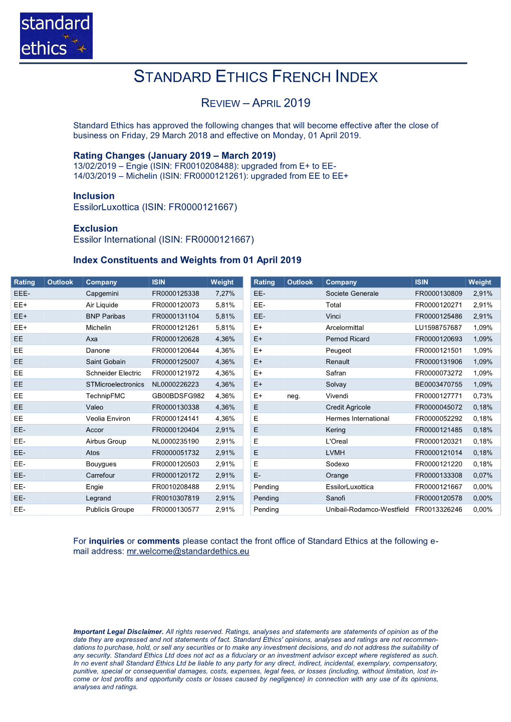 Standard Ethics French Index