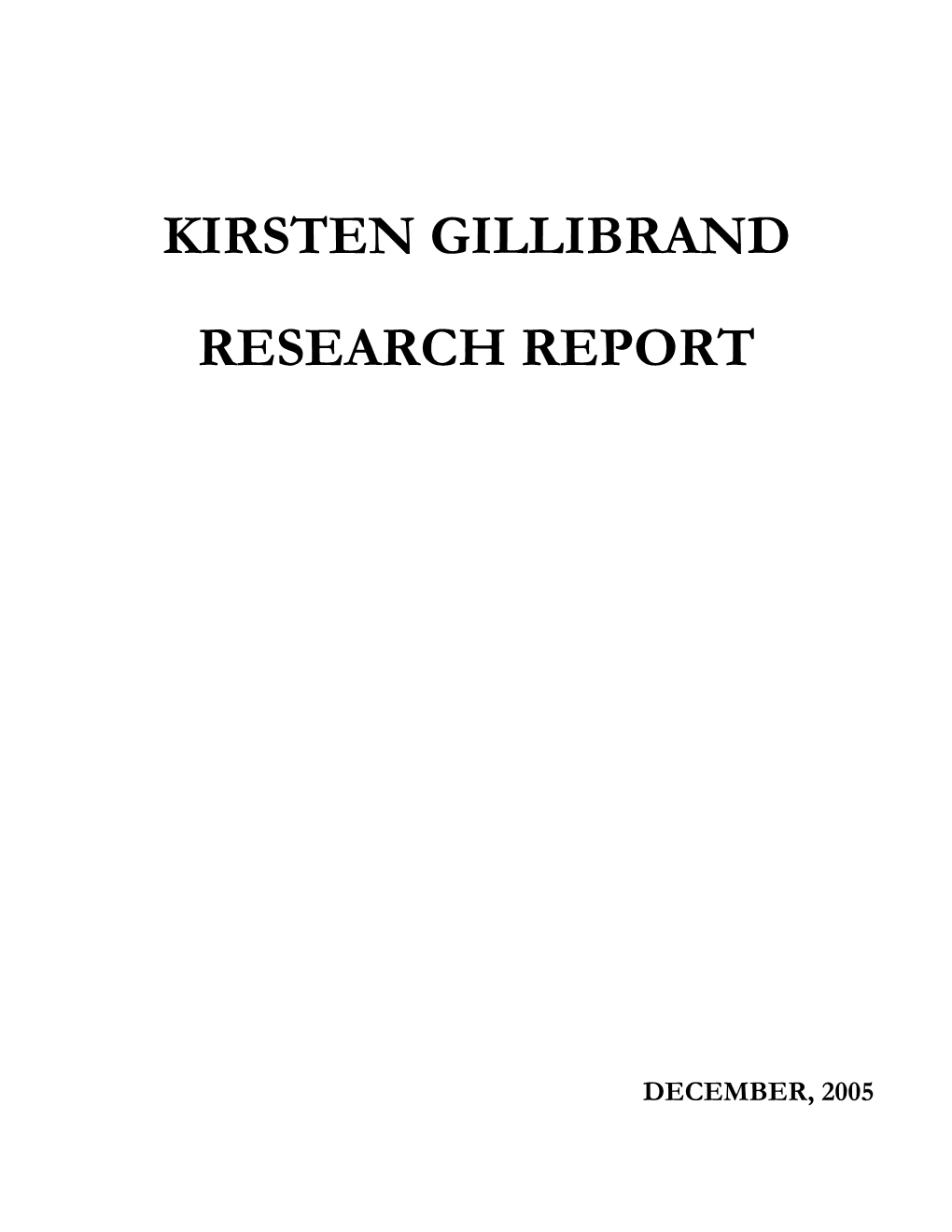 Kirsten Gillibrand Research Report