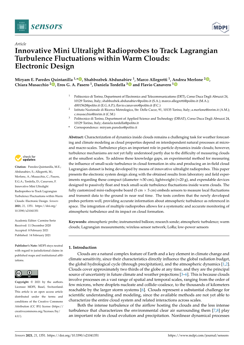 Innovative Mini Ultralight Radioprobes to Track Lagrangian Turbulence Fluctuations Within Warm Clouds: Electronic Design