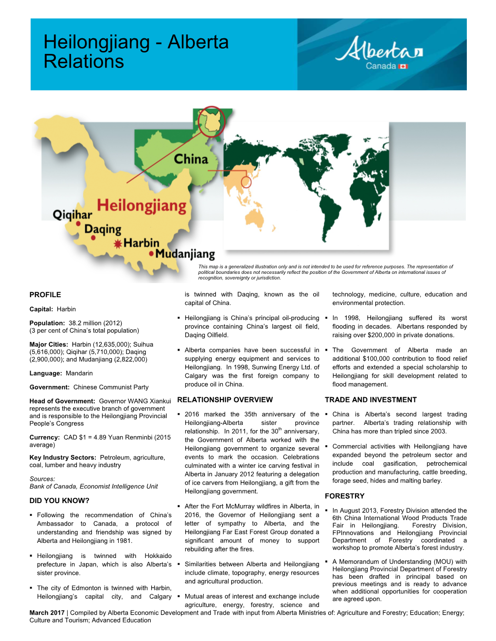 Heilongjiang - Alberta Relations