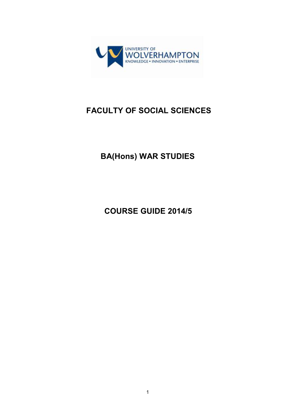 War Studies Course Guide 2014/5