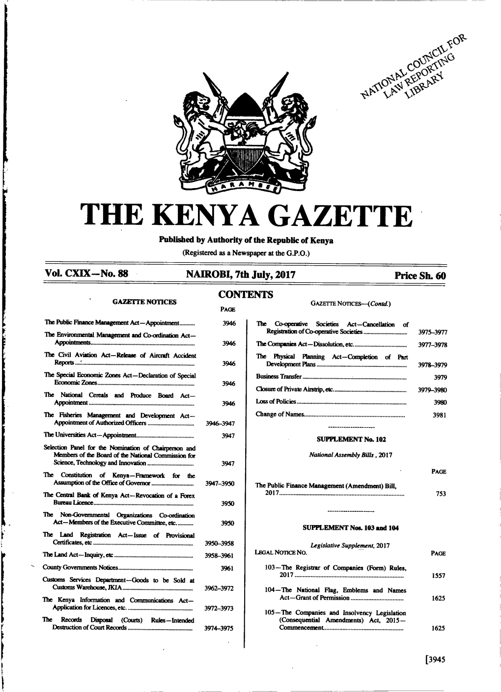 THE KENYA GAZETTE 7Th July, 201