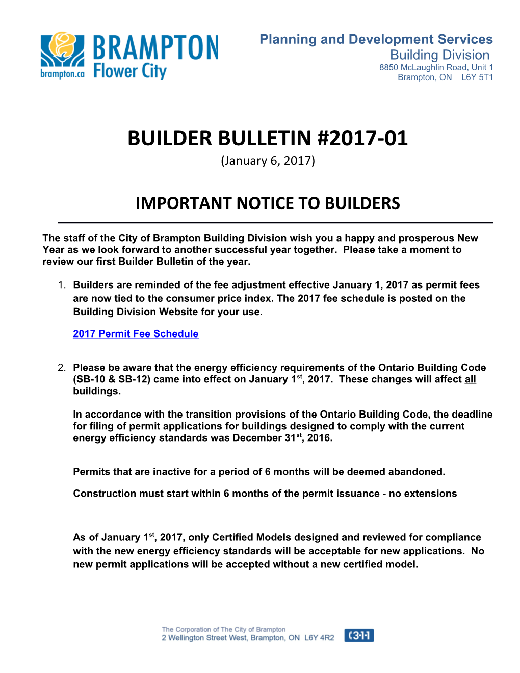 Builder Bulletin #2017-01