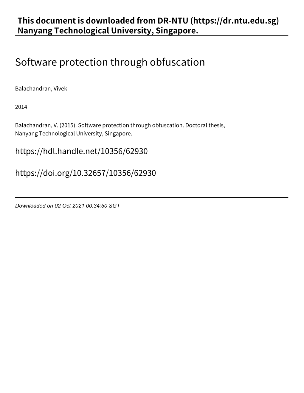 Software Protection Through Obfuscation