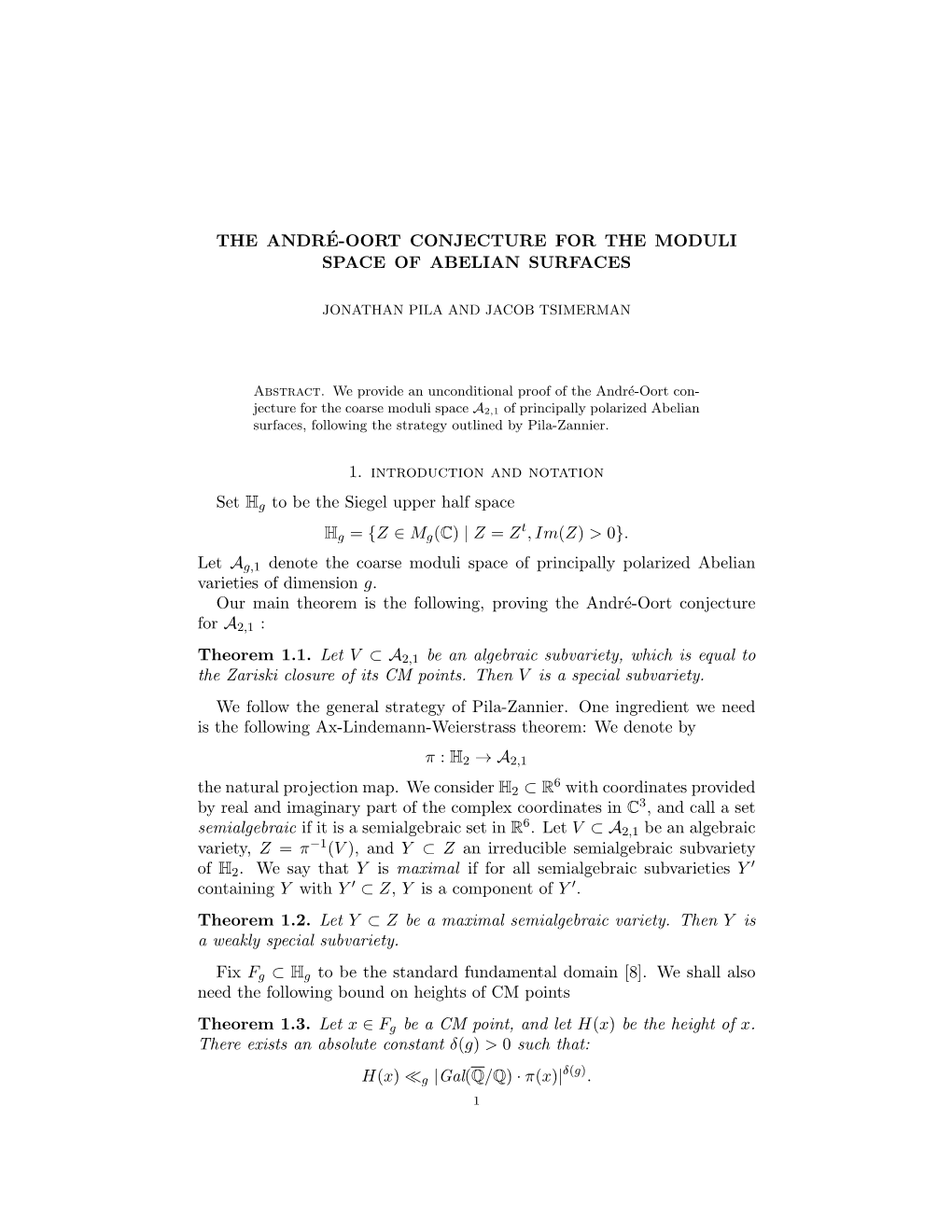 The André-Oort Conjecture for the Moduli Space Of