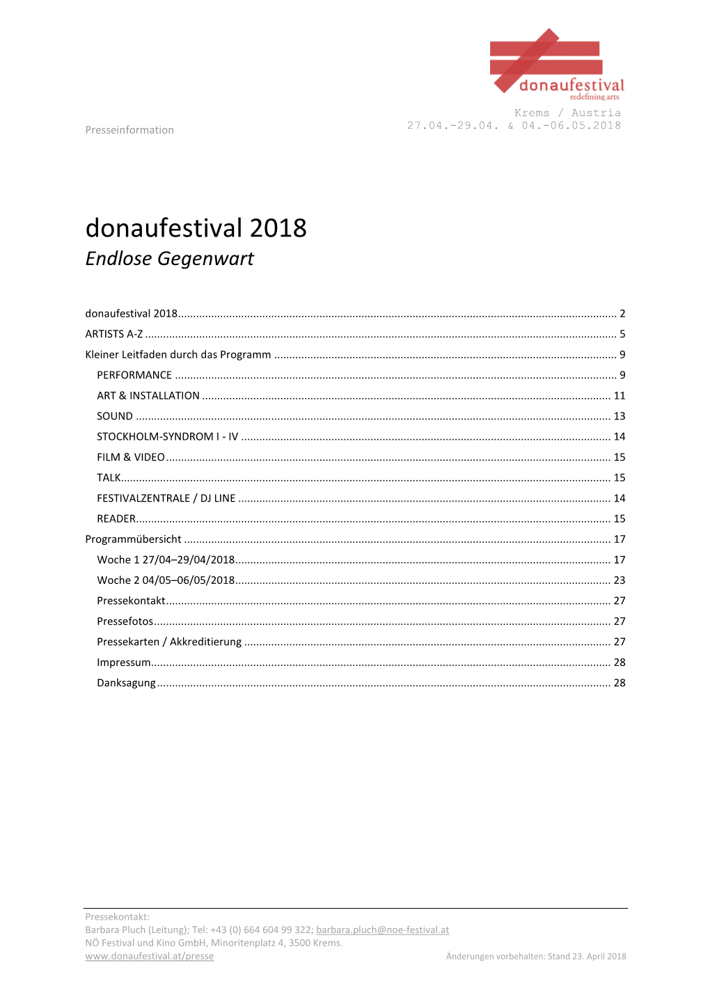 Pressemappe Donaufestival 2018