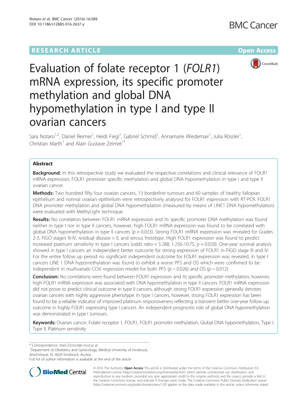 (FOLR1) Mrna Expression, Its Specific Promoter