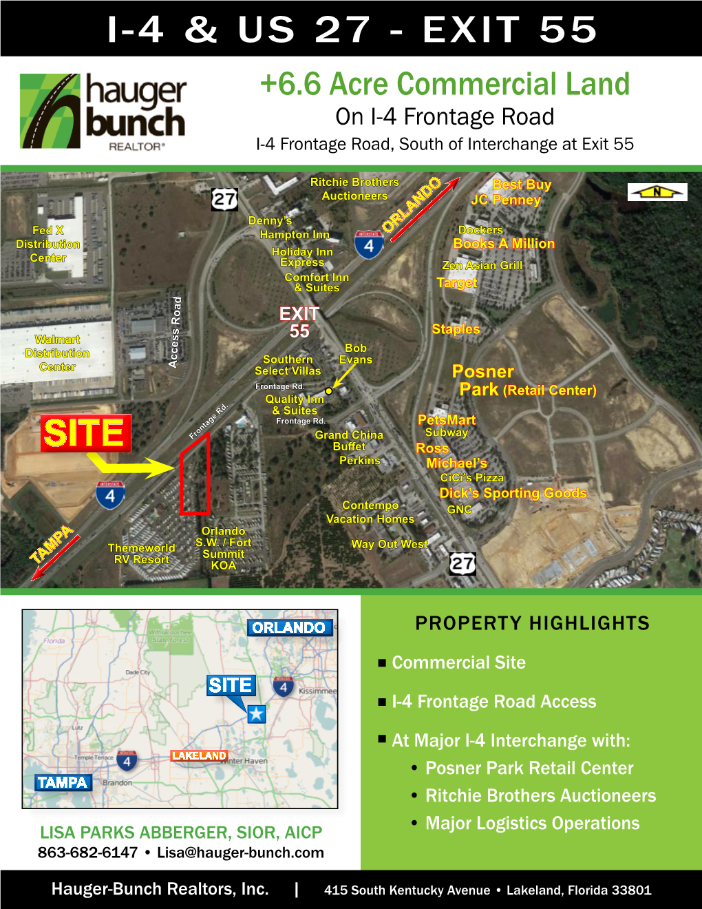 EXIT 55 +6.6 Acre Commercial Land on I-4 Frontage Road I-4 Frontage Road, South of Interchange at Exit 55