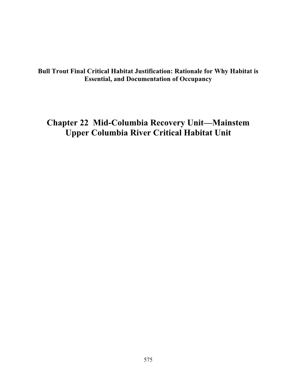 Chapter 22 Mid-Columbia Recovery Unit—Mainstem Upper Columbia River Critical Habitat Unit