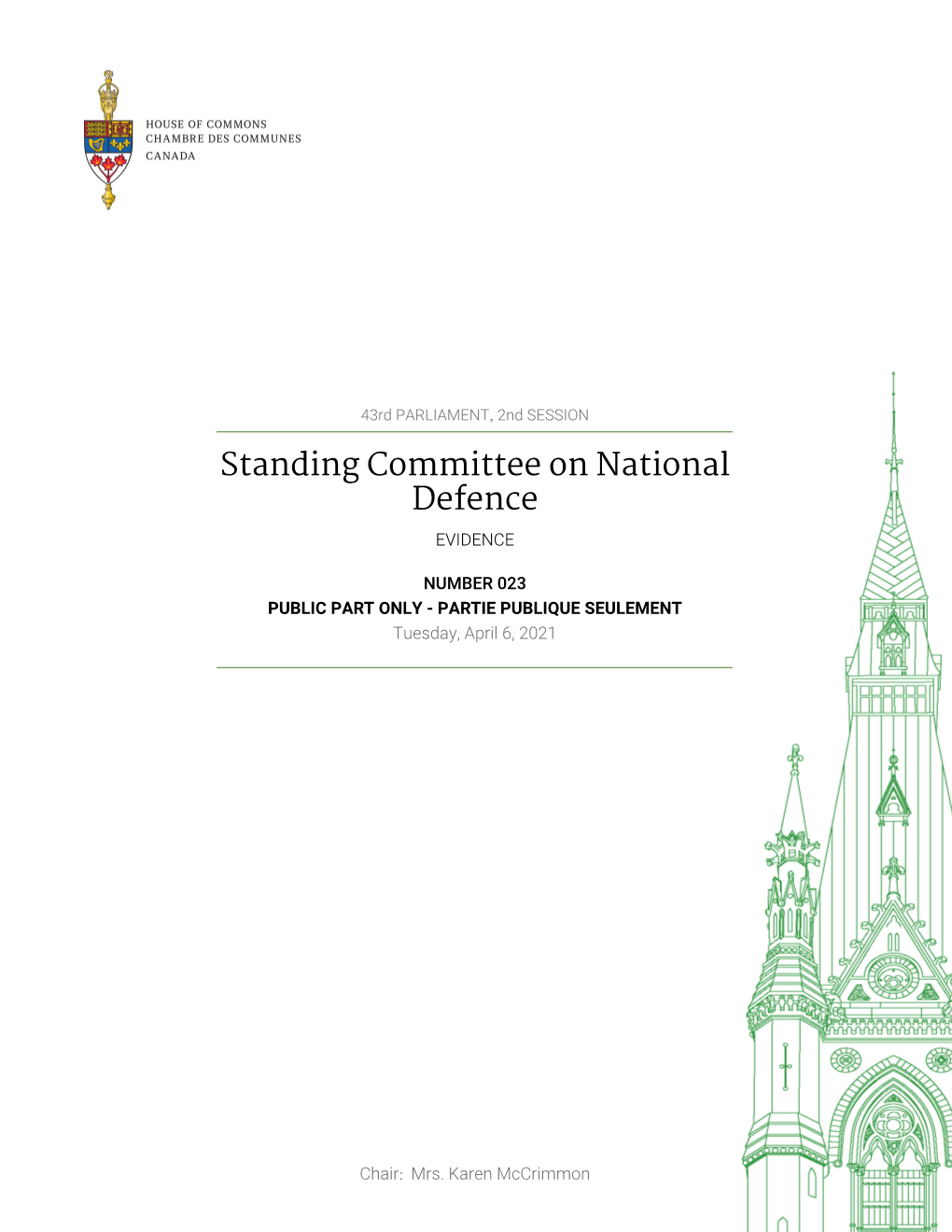 Evidence of the Standing Committee on National Defence