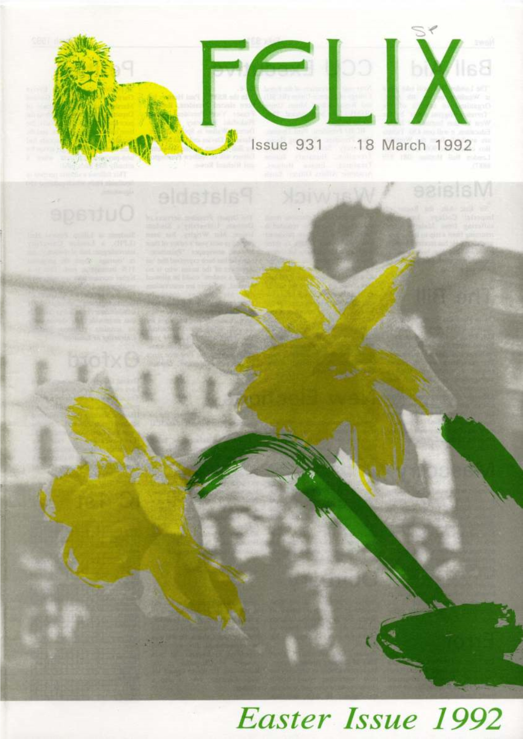 Felix Issue 0921, 1992