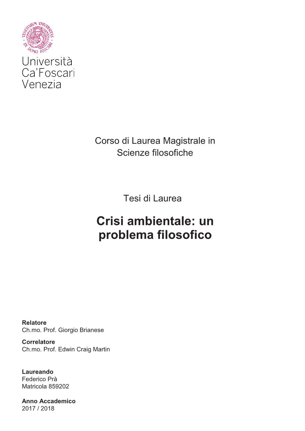 Crisi Ambientale: Un Problema Filosofico