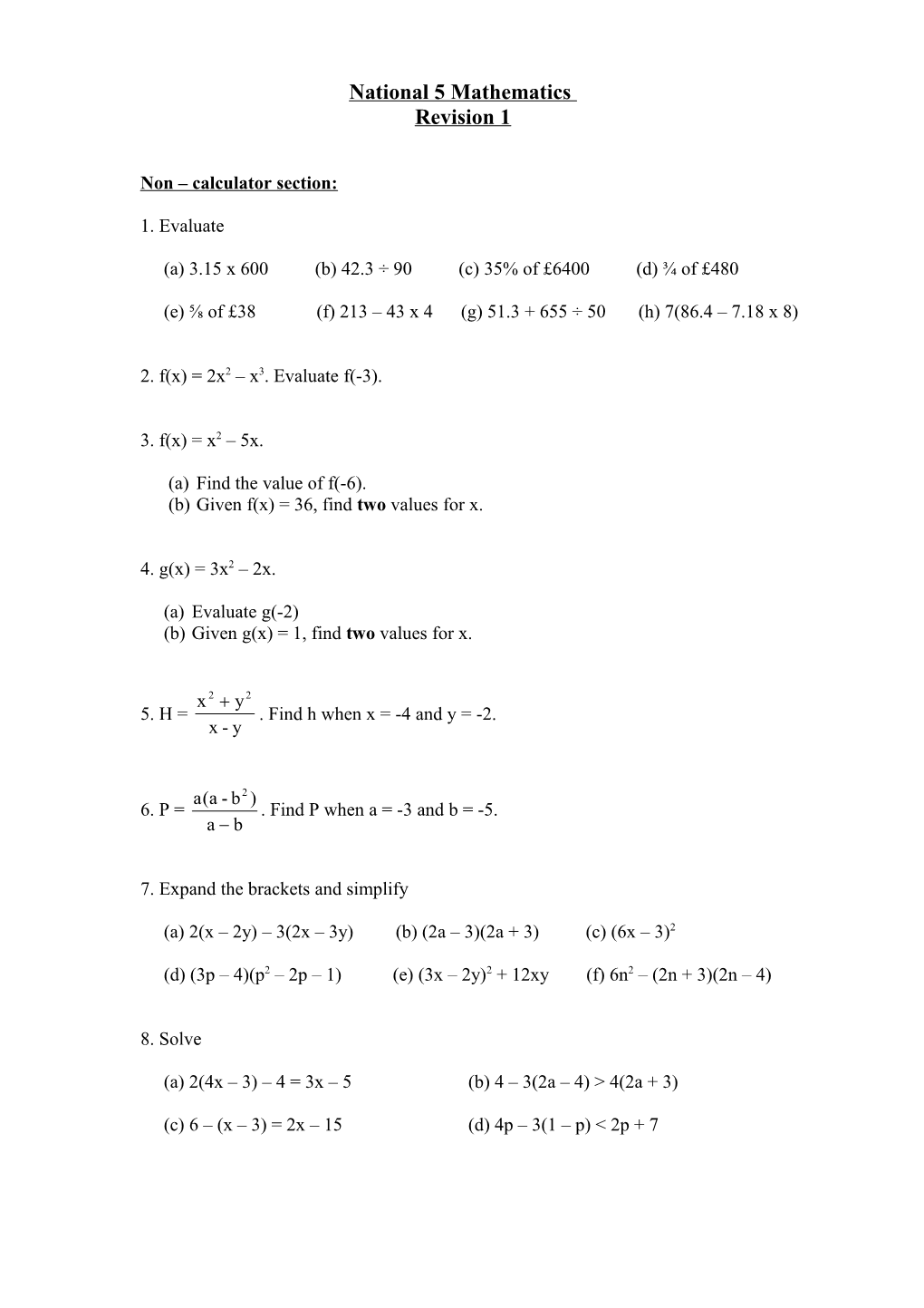 National 5 Mathematics